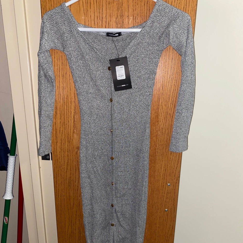 Grey midi dress from fashion nova